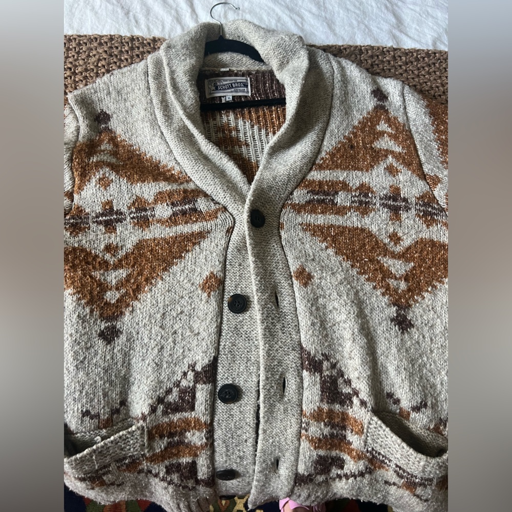 Schott NYC Beige and Brown Patterned Sweater